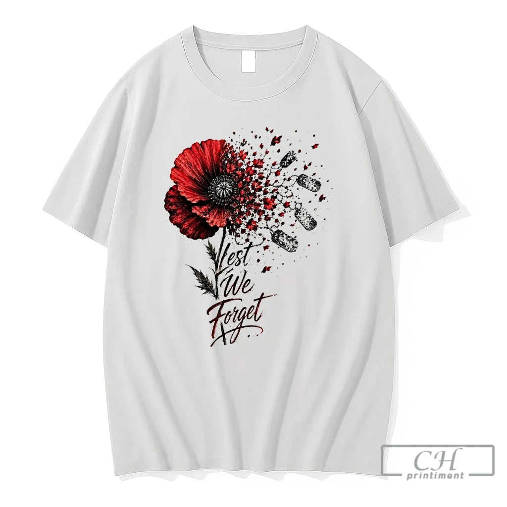 Premium Poppy Flower Military Dog Tags Lest We Forget Remembrance Unisex , , , Long Sleeve Tee