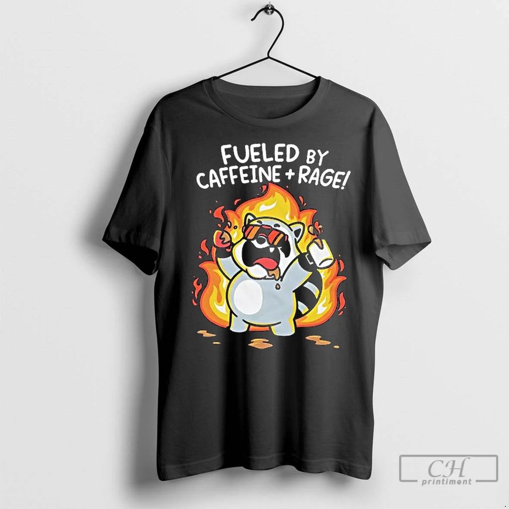 Premium Raccoon Fueled By Caffeine Rage Graphic
