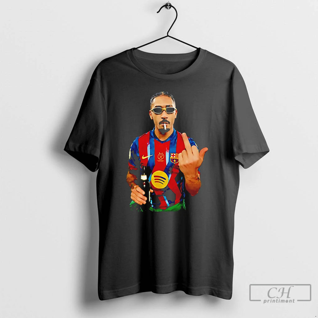 Premium Raphinha Middle Finger And Beer Barcelona Brasil Graphic