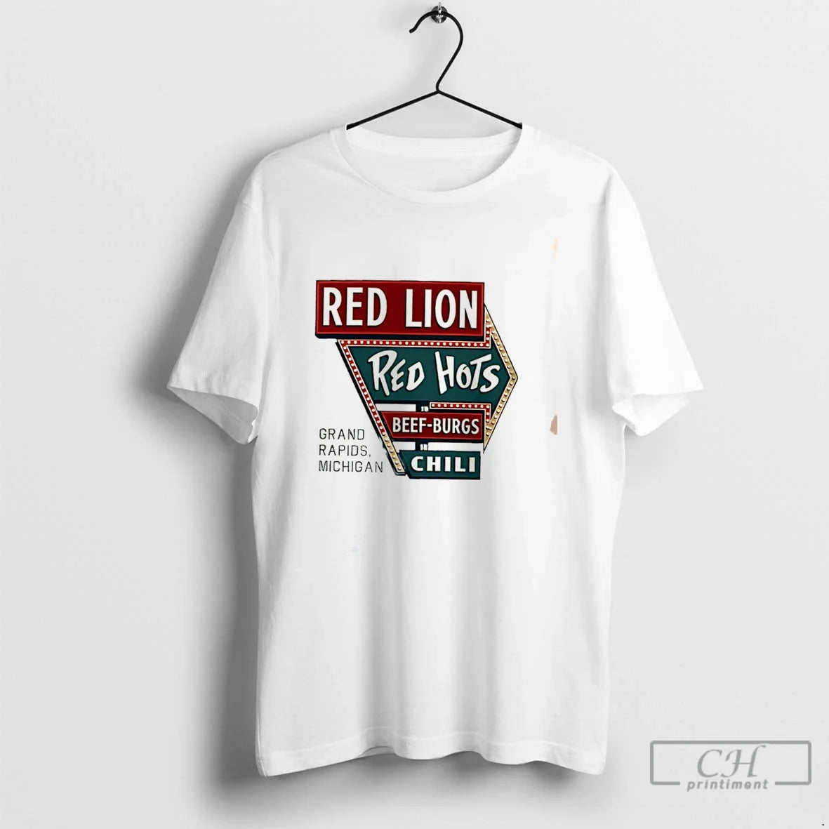 Premium Red Lion Red Hots Restaurant Based In Grand Rapids Michigan Graphic Tee T Shirts Unisex , , , Long Sleeve Tee