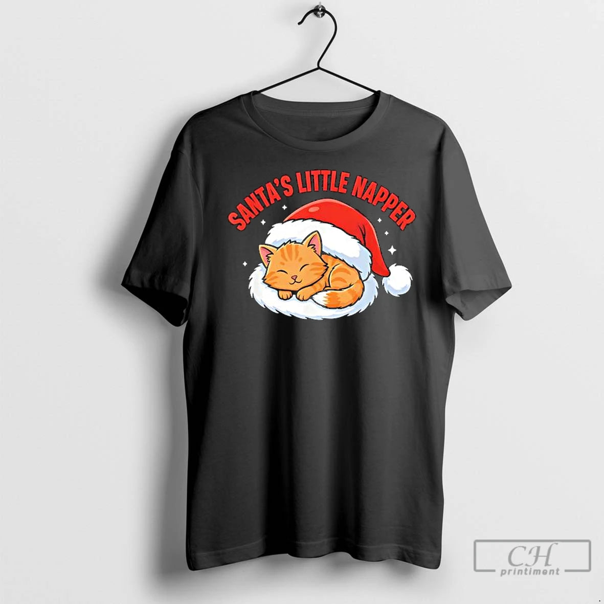 Premium Santas Little Napper Cute Christmas Funny Cat