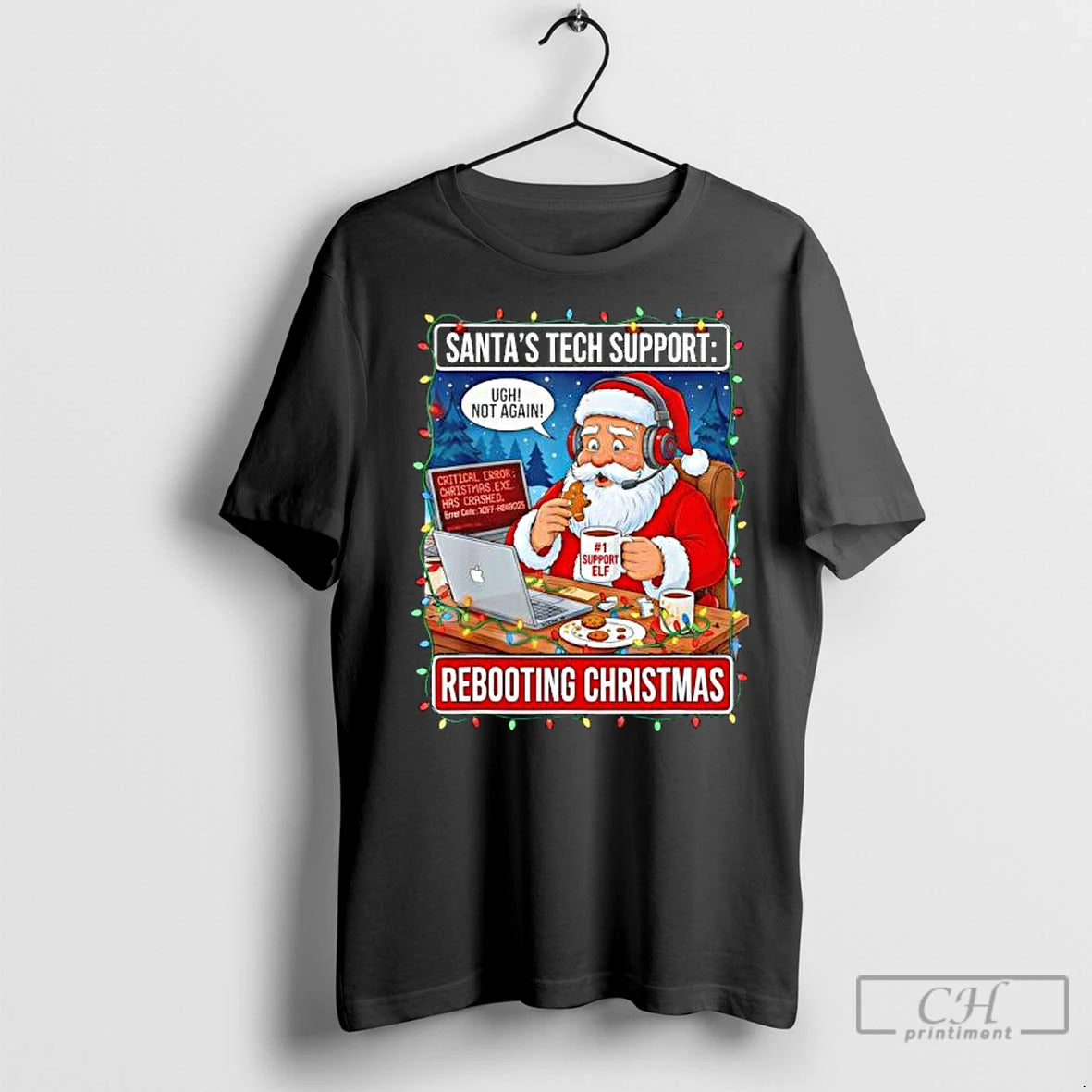 Premium Santas Tech Support Rebooting Christmas Funny