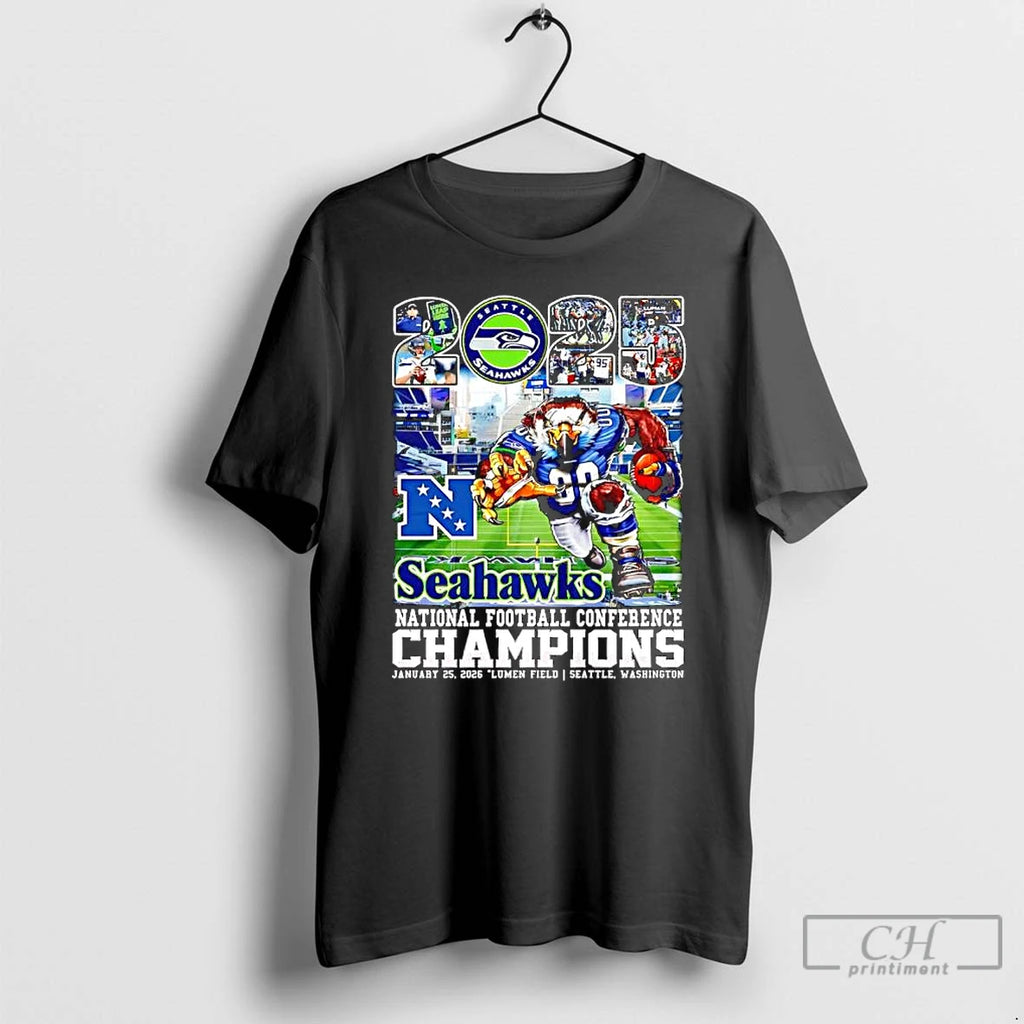 Premium Seahawks National Football Conference Champions Jan 25th 2026 Lumen Field Seattle Washington T Shirts