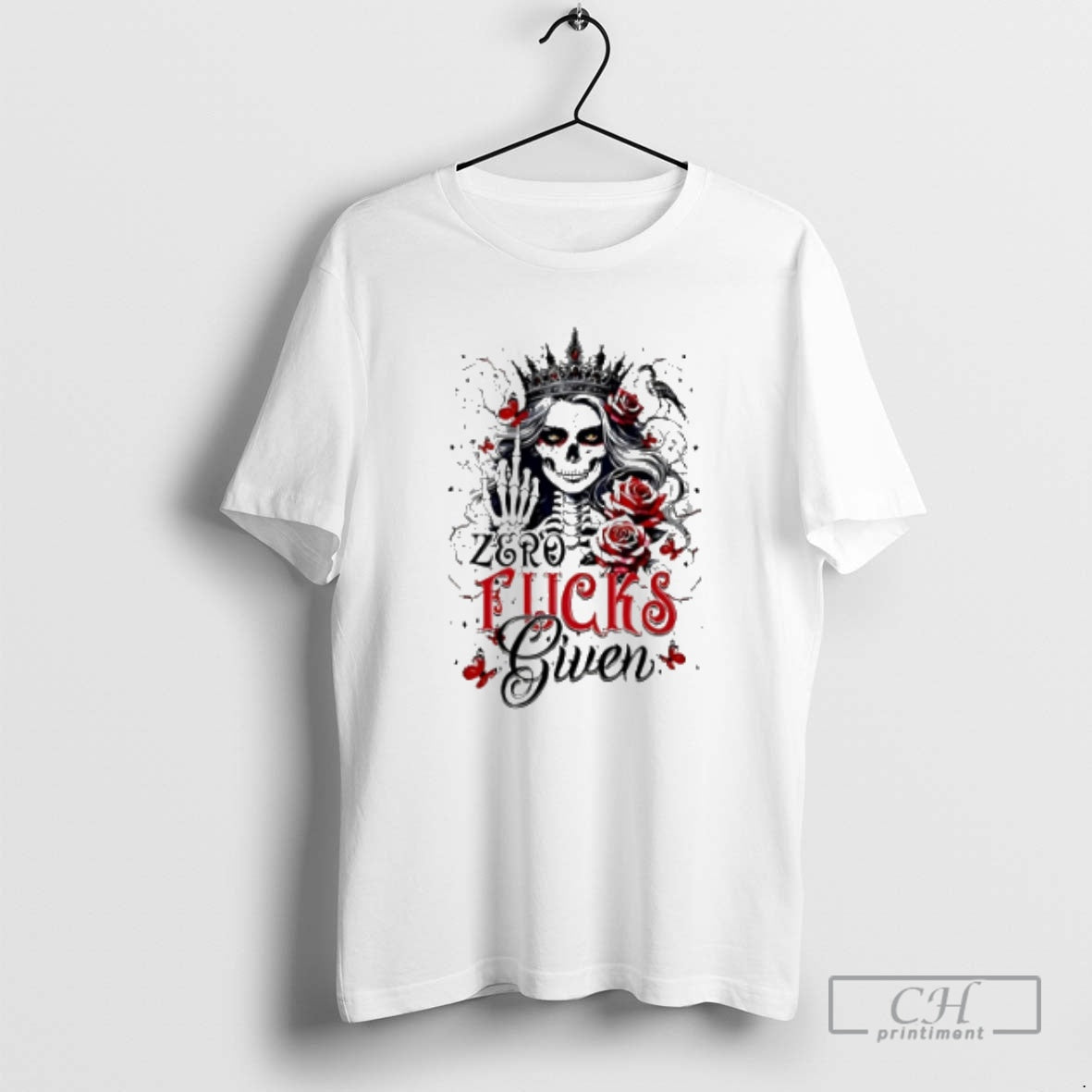Premium Skeleton Middle Finger Zero Fucks Given Shirt Sweater