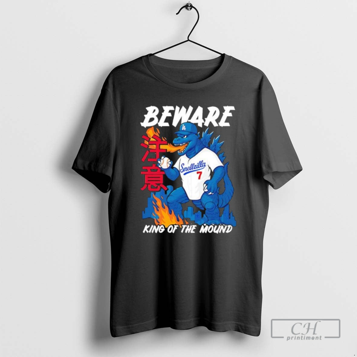 Premium Snellzilla Beware King Of The Mound Los Angeles Dodgers Black Shirt Sweater