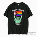 Premium Statue Of Liberty Holding Progress Pride Flag Tee Unisex , , , Long Sleeve Tee