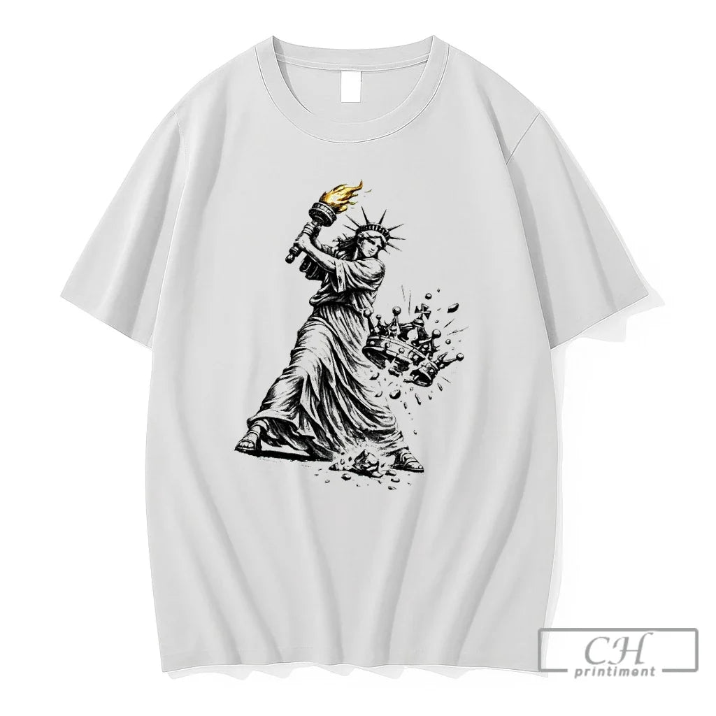 Premium Statue Of Liberty Smashing A Crown No Kings Political Unisex , , , Long Sleeve Tee