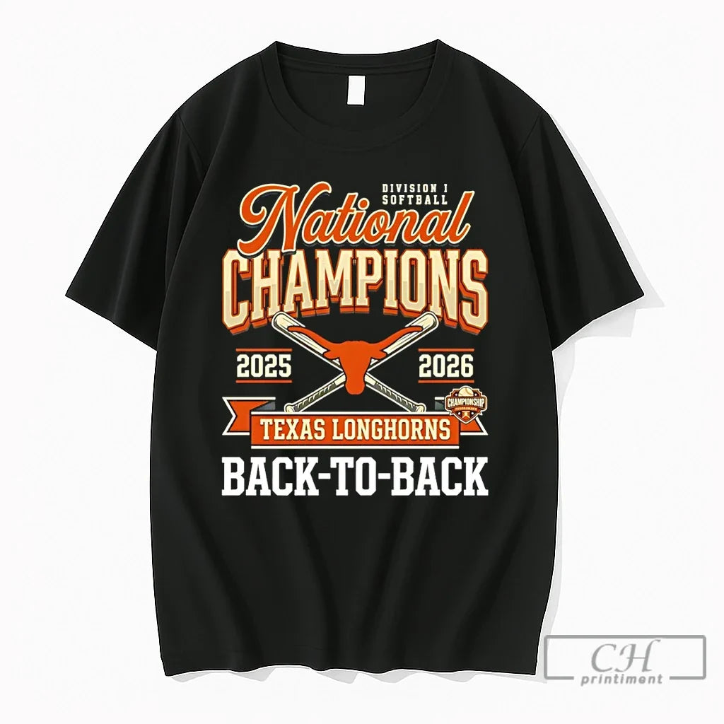 Premium Texas Longhorns National Champs Softball Back To Back 2025 2026 Unisex , , , Long Sleeve Tee