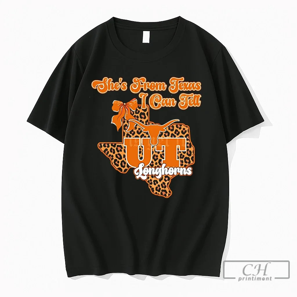 Premium Texas Longhorns Bow Shes From Texas I Can Tell Texas Map 2026 T Shirts Unisex , , , Long Sleeve Tee