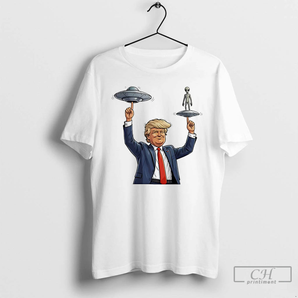 Premium Trump Balancing Alien And Ufo Spinner Cartoon