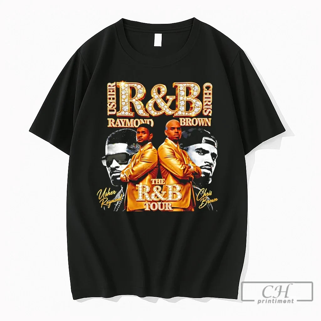 Premium Usher Raymond And Chris Brown Usher R B Tour 2026 Signatures T Shirts Sweater Unisex , , , Long Sleeve Tee