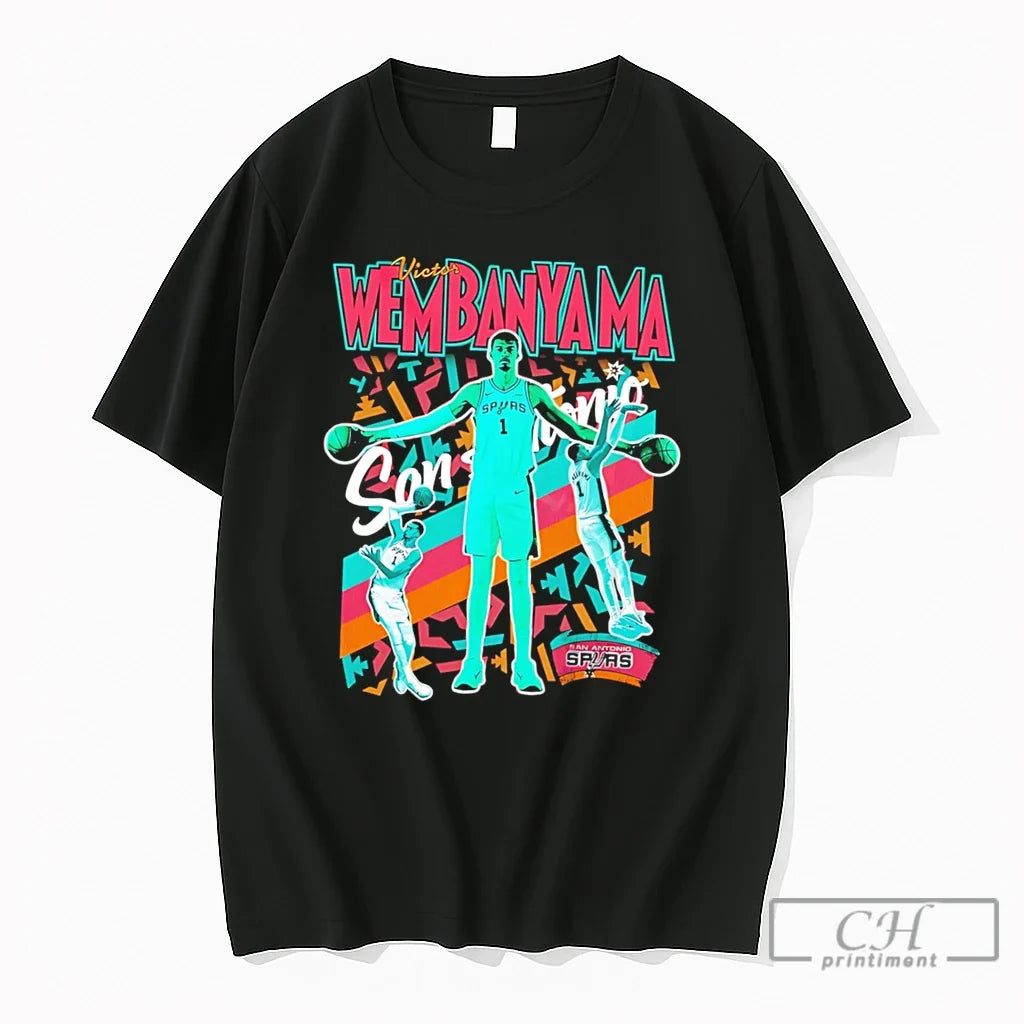 Premium Victor Wembanyama San Antonio Spurs Coloful Retro Style Tee Unisex , , , Long Sleeve Tee