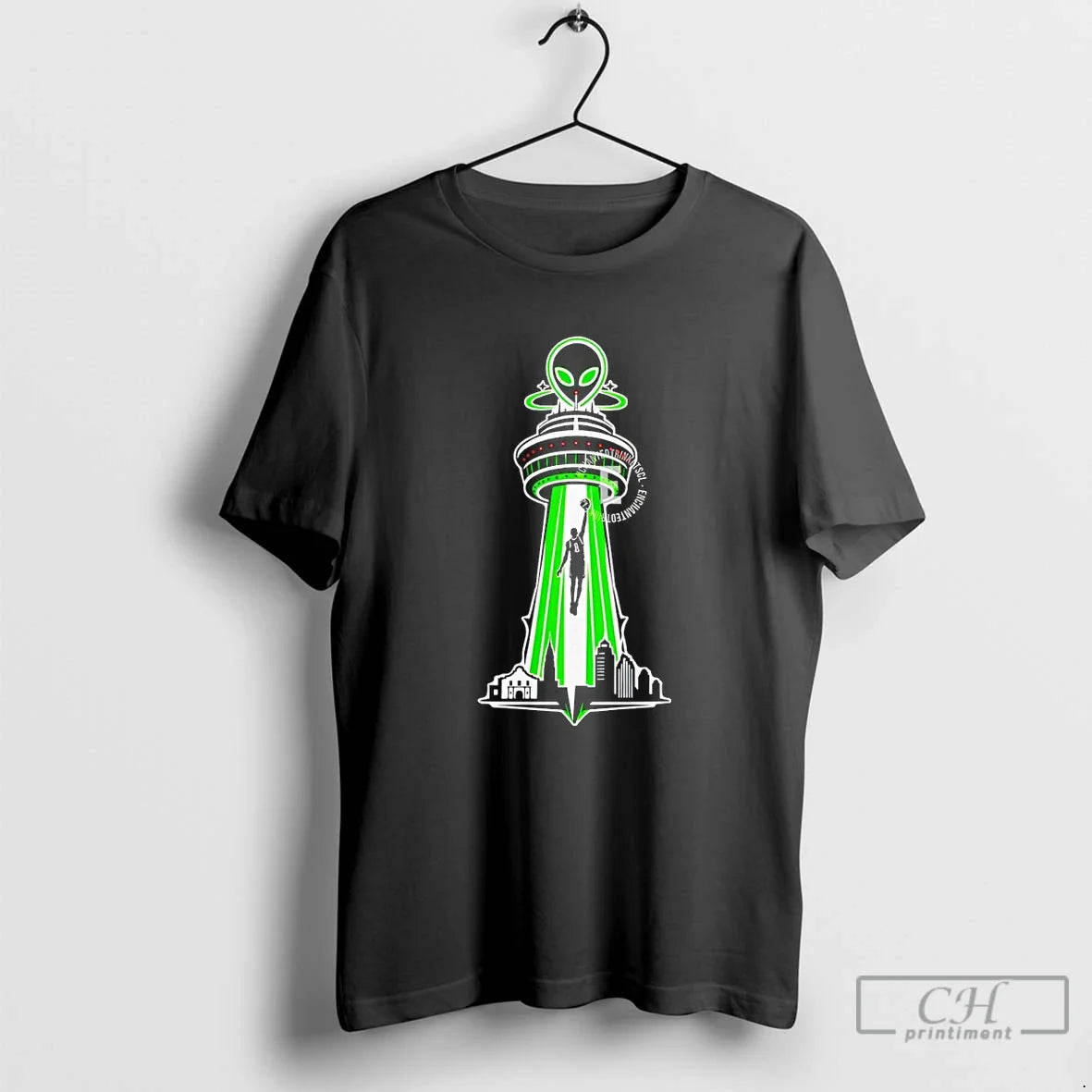 Premium Wemby San Antonio Spurs Basketball Alien Ufo City Skyline Nba 2026 T Shirts Sweater