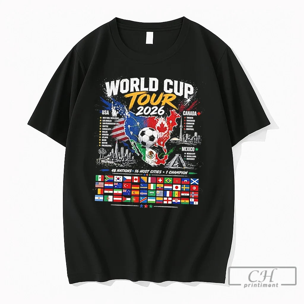 Premium World Cup Tour 2026 Map Graphic Tee Unisex , , , Long Sleeve Tee