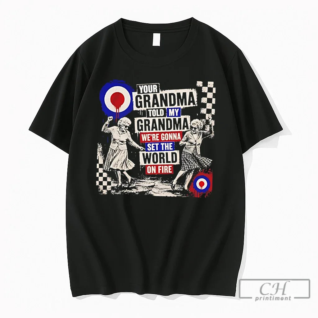 Premium Your Grandma And My Grandma Sitting By The Fire Dance Graphic Tee T Shirts Unisex , , , Long Sleeve Tee