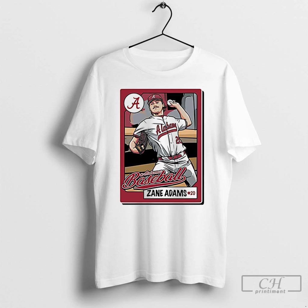 Premium Zane Adams Alabama Baseball Card Caricature