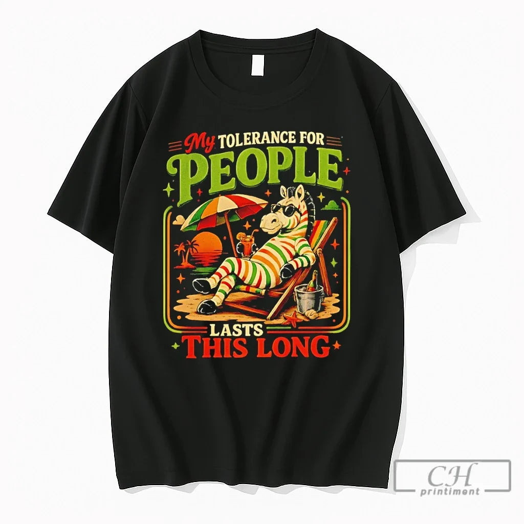 Premium Zebra Relaxing On Beach Chair My Tolerance For People Lasts This Long T Shirts Unisex , , , Long Sleeve Tee