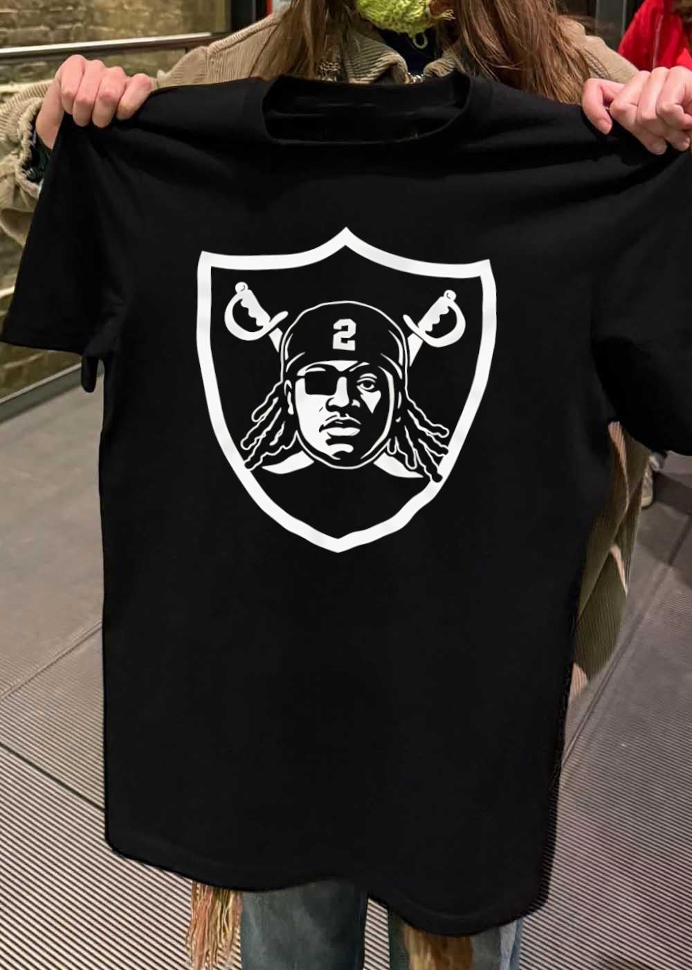 Raiders Custom Logo 2 Football Shield T-Shirt