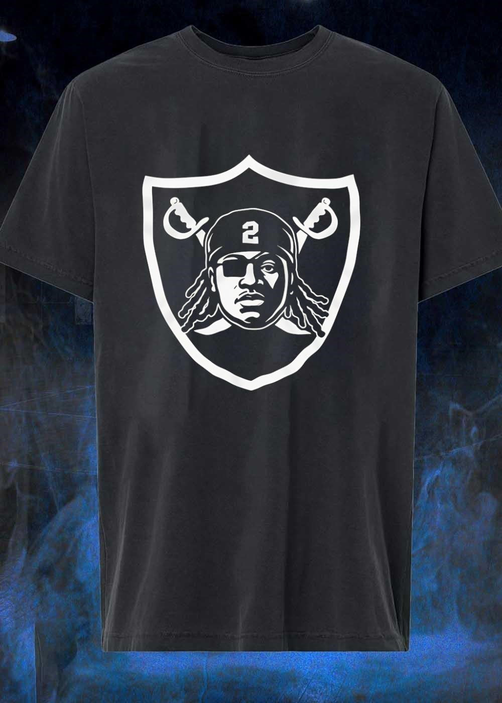 Raiders Custom Logo 2 Football Shield T-Shirt