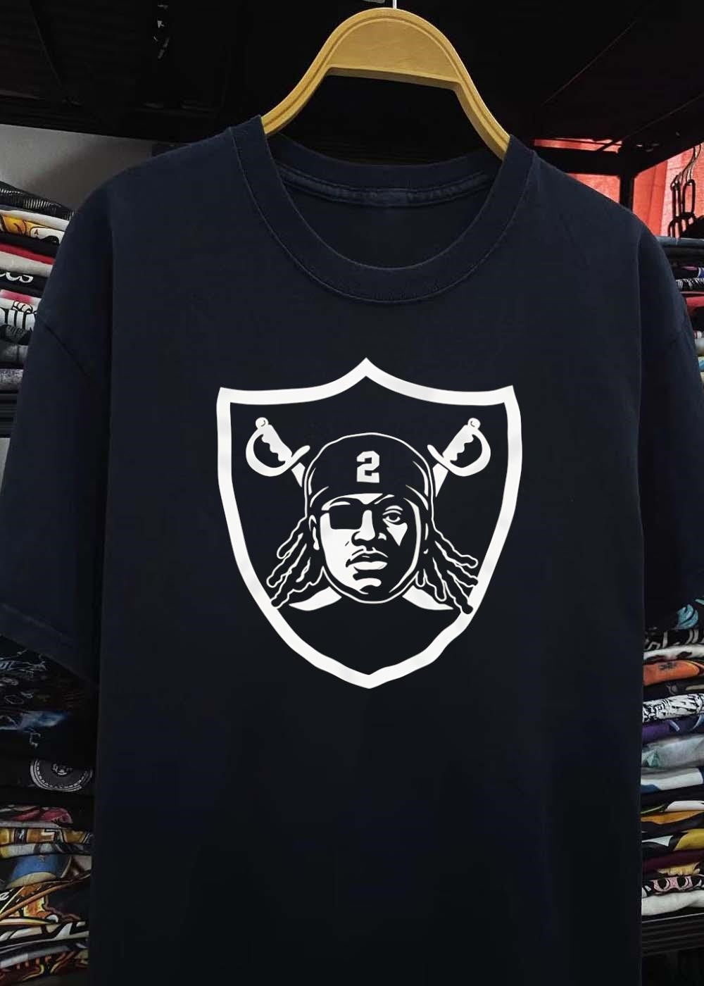 Raiders Custom Logo 2 Football Shield T-Shirt