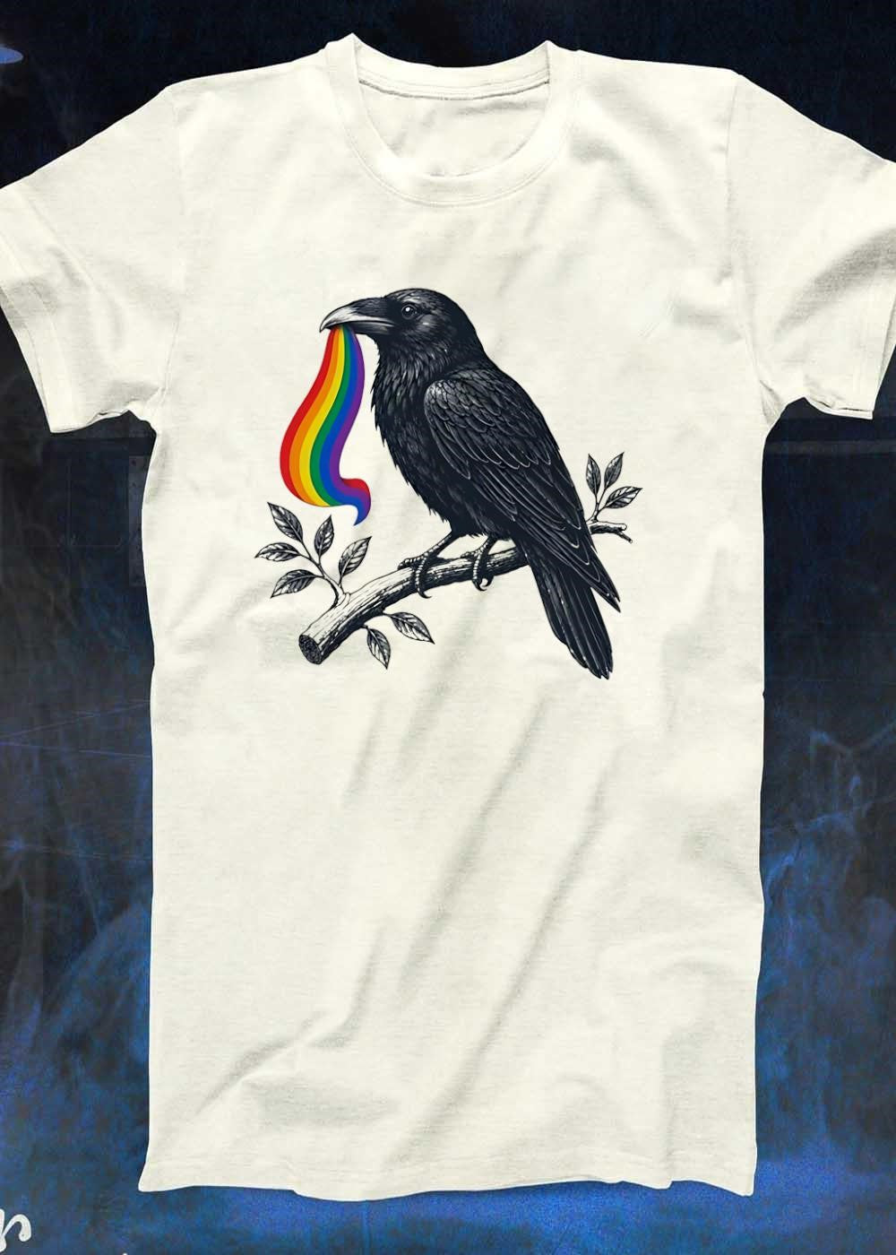 Rainbow Raven Pride Bird Branch T-Shirt