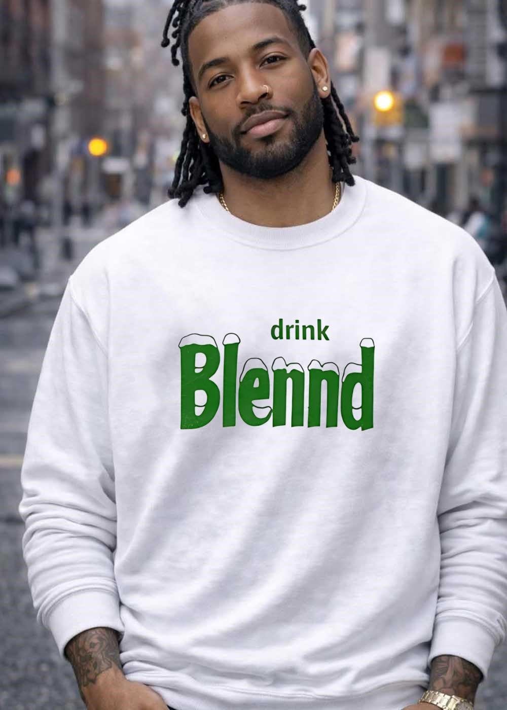 Refresh Your Routine’ Drink Blennd Green Logo T-Shirt