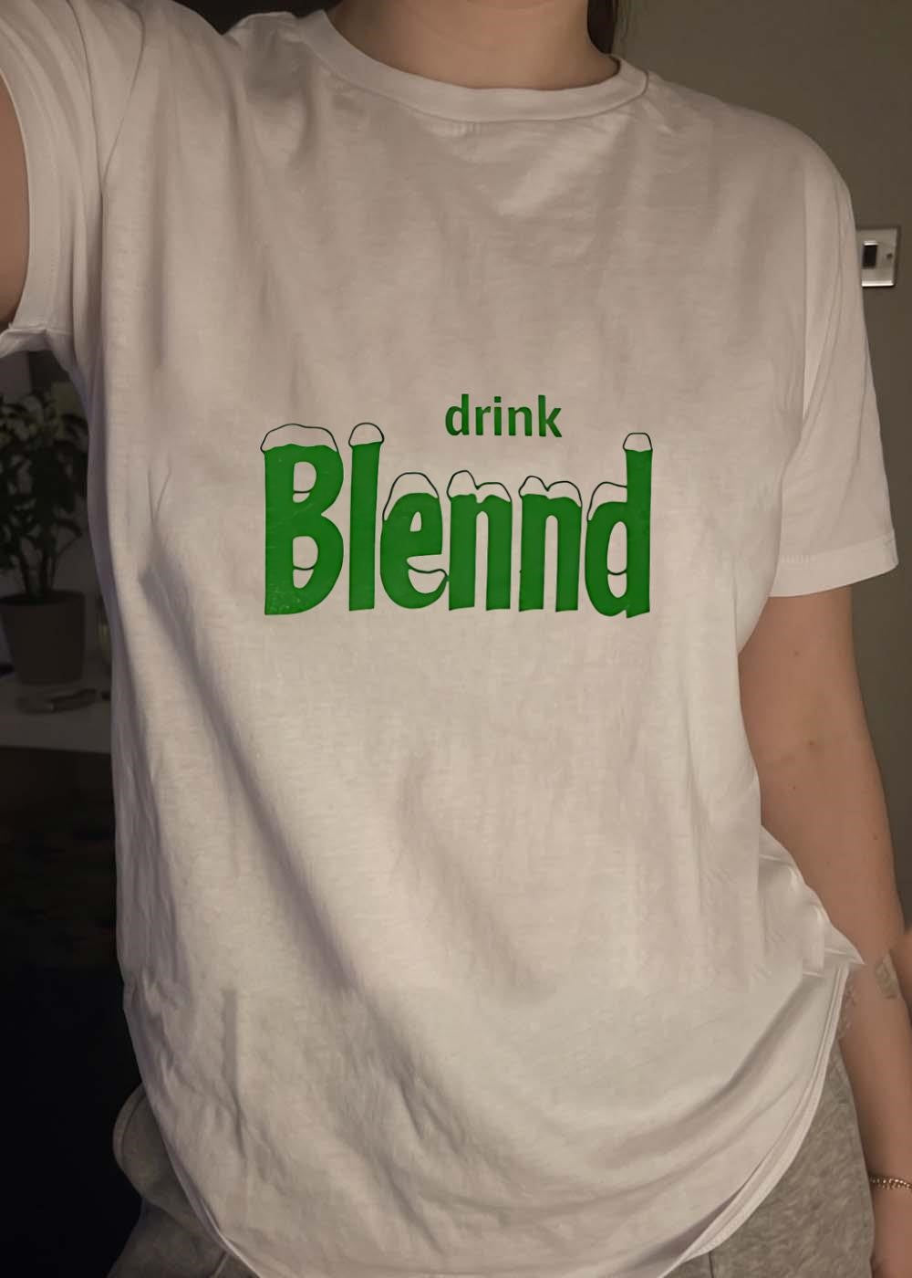 Refresh Your Routine’ Drink Blennd Green Logo T-Shirt