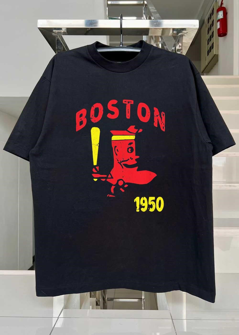 Retro Apparel Boston 1950 Baseball Mascot Player Batting T-Shirt