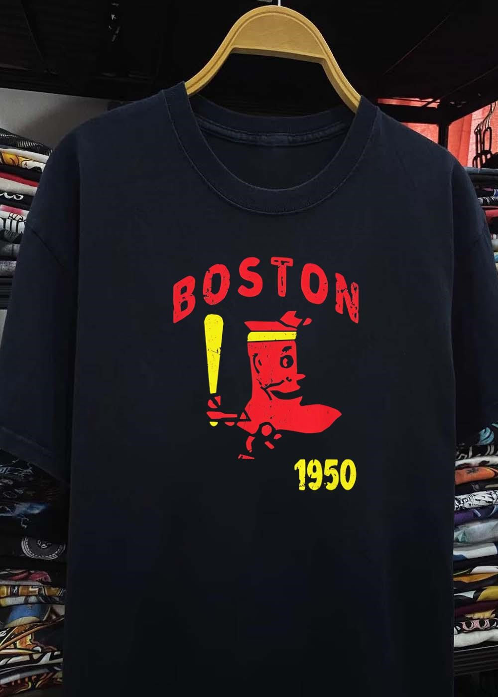 Retro Apparel Boston 1950 Baseball Mascot Player Batting T-Shirt