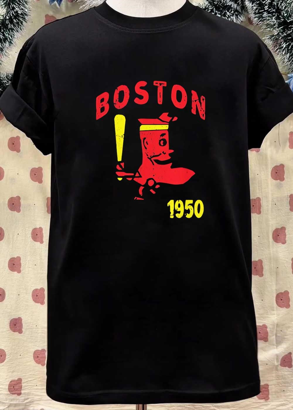 Retro Apparel Boston 1950 Baseball Mascot Player Batting T-Shirt