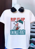 Rip It Up Orange Juice Dolphin Shark Retro Surf T-Shirt