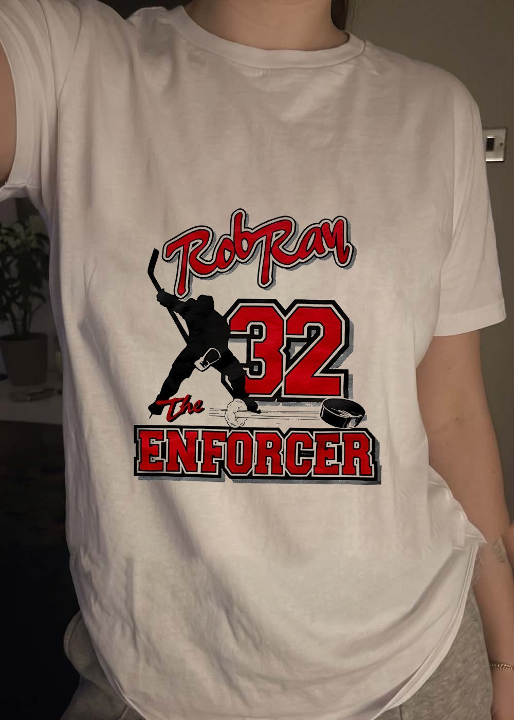 Rob Ray The Enforcer 32 Hockey Player Silhouette Buffalo Sabres T-Shirt