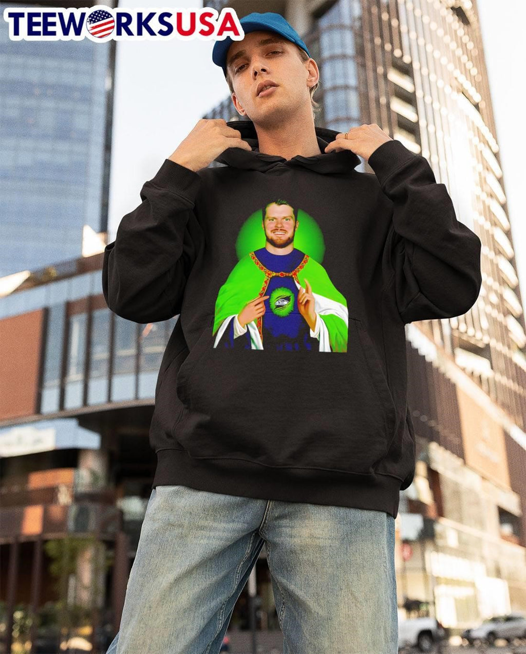 Saint Sam Darnold Seattle Football Religious Icon Sacred Heart shirt