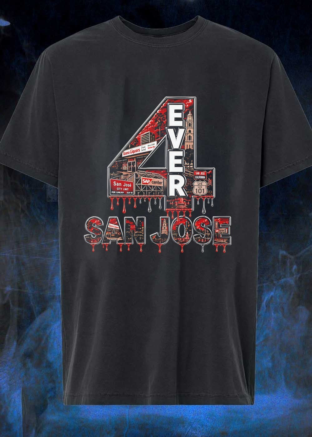San Jose 4 Ever San Jose California US 101 Econo Liquors SAP Center T-Shirt