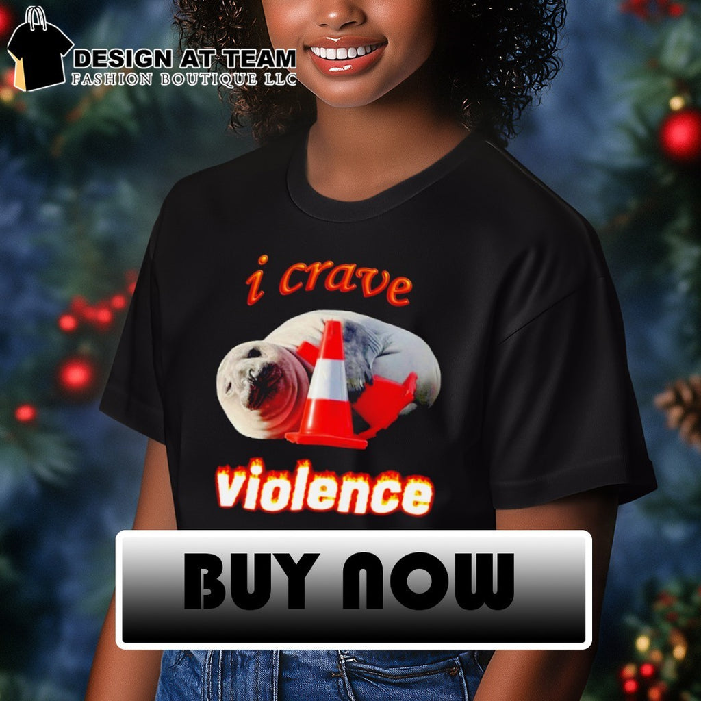 Seal with traffic cone I crave violence shirt