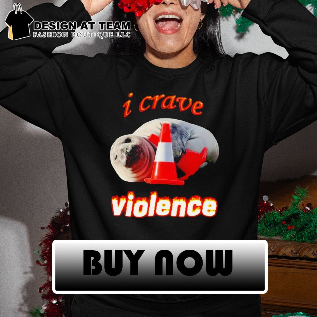 Seal with traffic cone I crave violence shirt