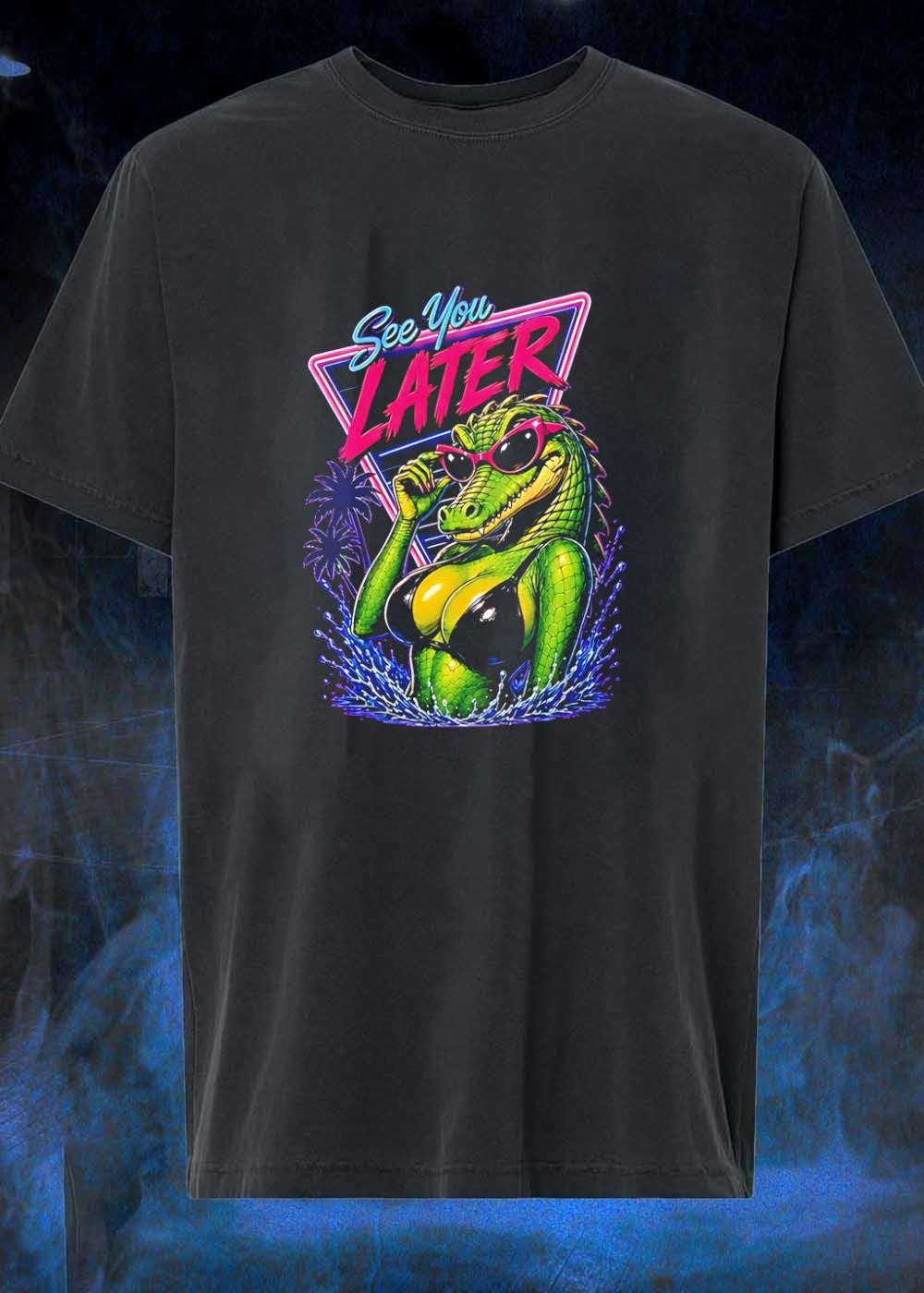 See You Later Crocodile Basking in a Bikini Purple Retro T-Shirt