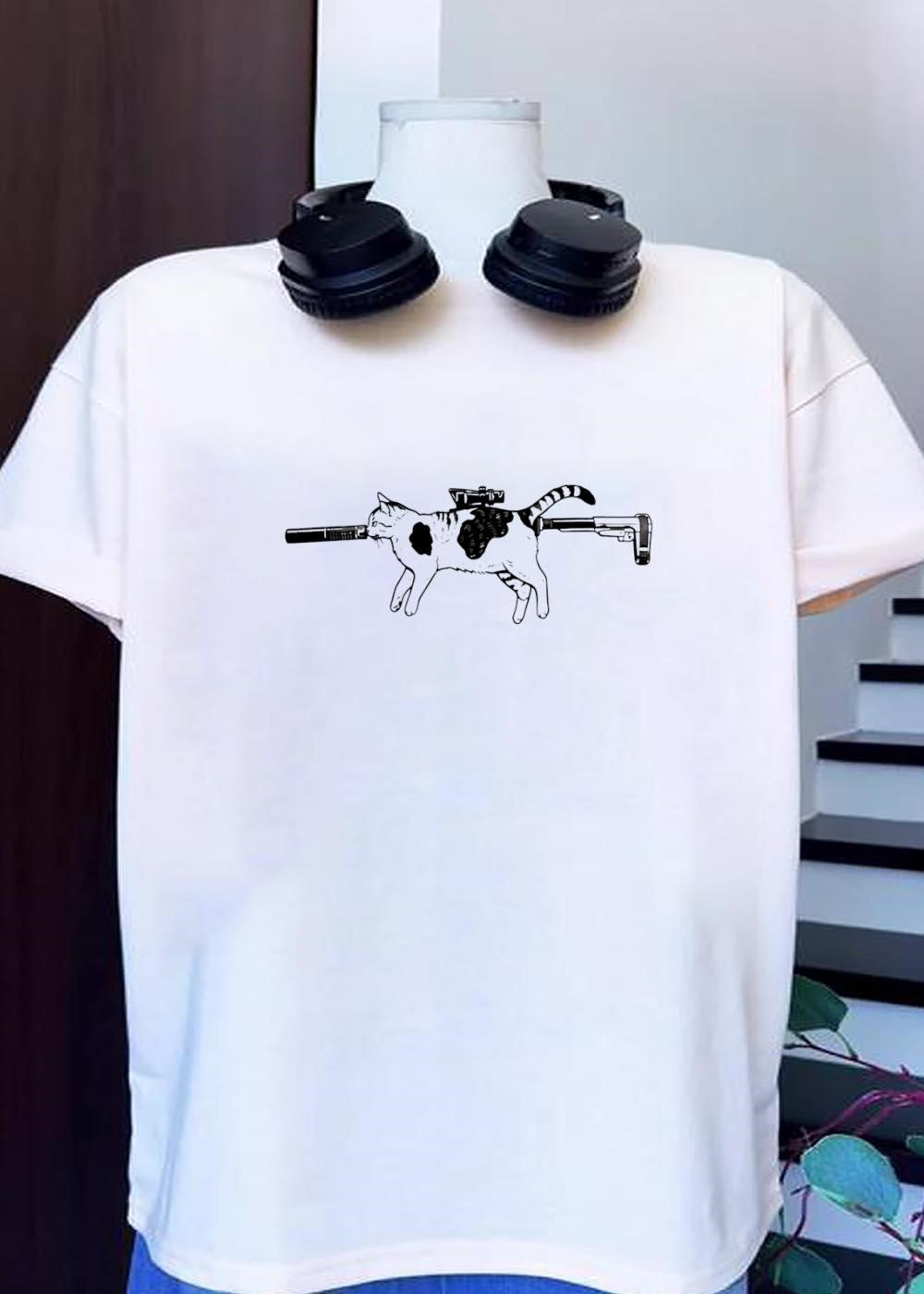 Silent Purr Tactical Feline Sniper Scope Rifle Suppressor Cat T-Shirt