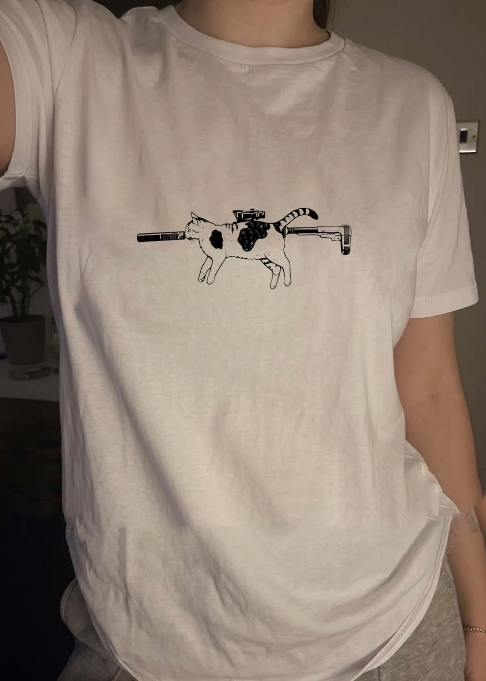 Silent Purr Tactical Feline Sniper Scope Rifle Suppressor Cat T-Shirt