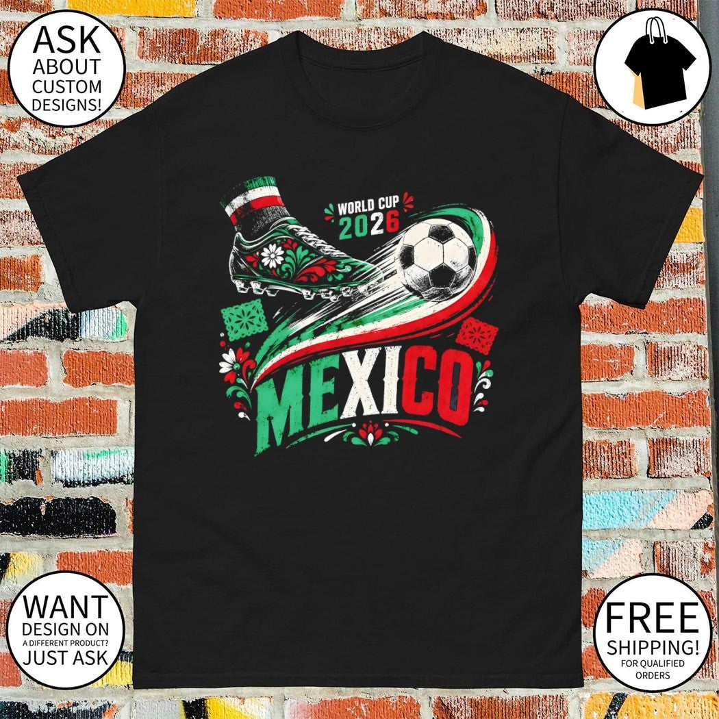 Soccer Cleat Ball and Mexico World Cup 2026 Floral Motif Sport shirt