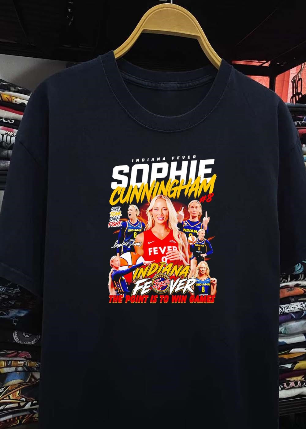 Sophie Cunningham Signature One Team Fight The Point Is to Win Games Indiana Fever Shirt