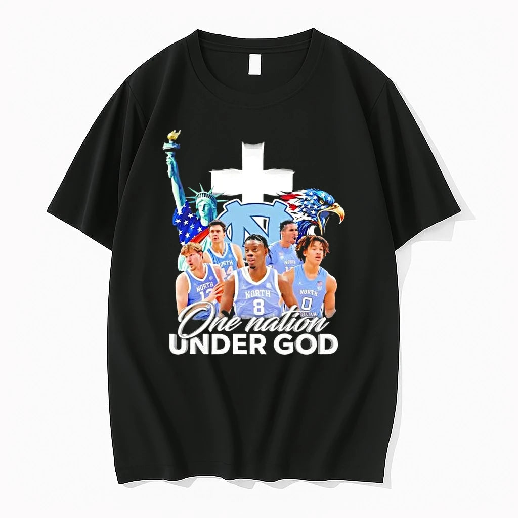 Statue Of Liberty Eagle And North Carolina Tar Heels Players One Nation Under God Tshirts