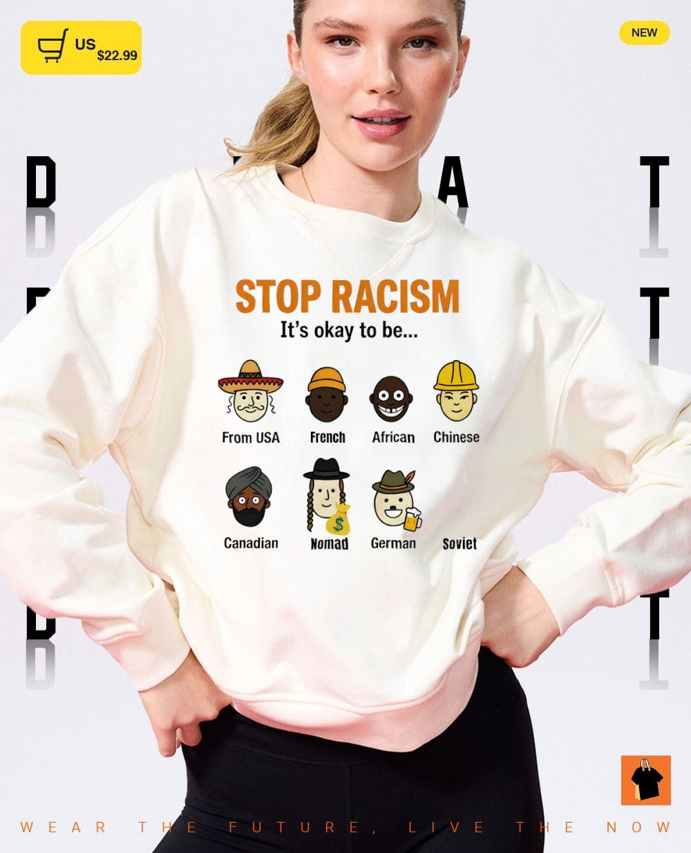 Stop racism it’s okay to be from USA French African Chinese Canadian Nomad German Soviet shirt