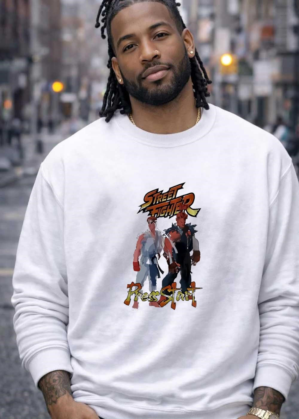Street Fighter Ryu and Akemi Press Start T-Shirt