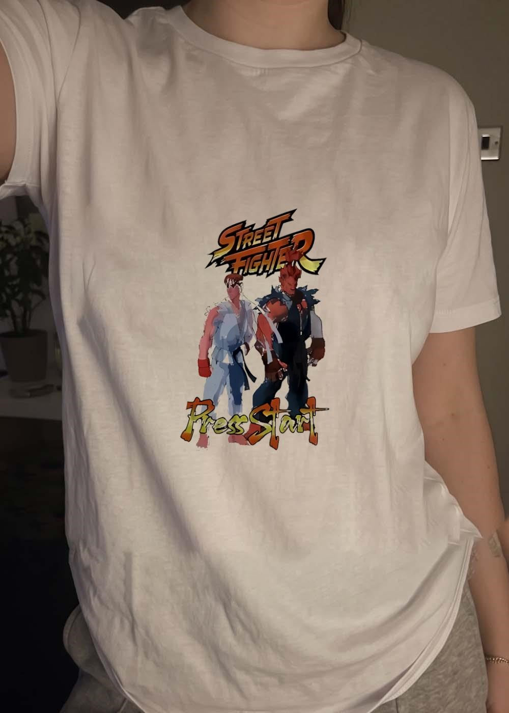 Street Fighter Ryu and Akemi Press Start T-Shirt