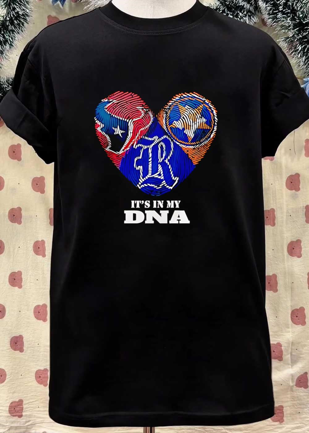 Texas Rangers Fingerprint Heart It’s in My DNA Texas Rangers shirt