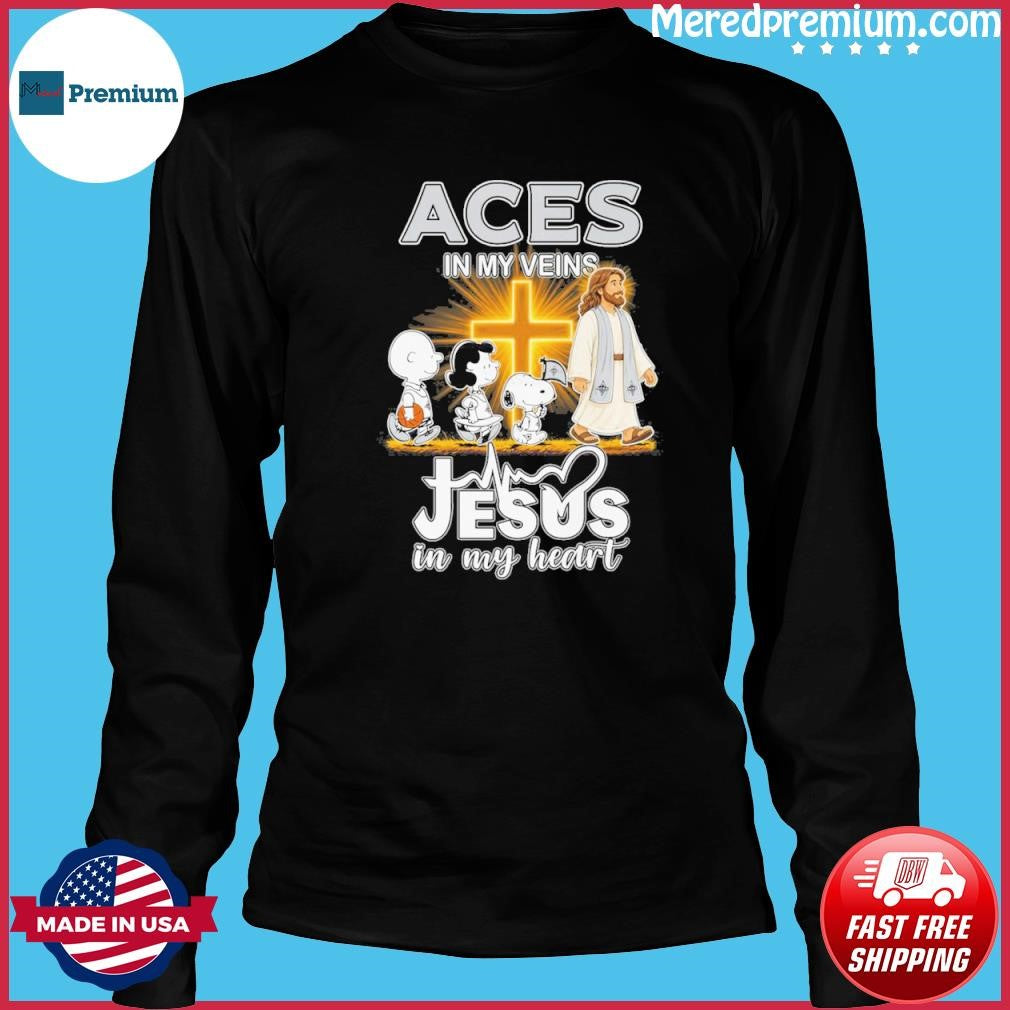 The Peanuts X Las Vegas Aces In My Veins Jesus In My Heart Shirt