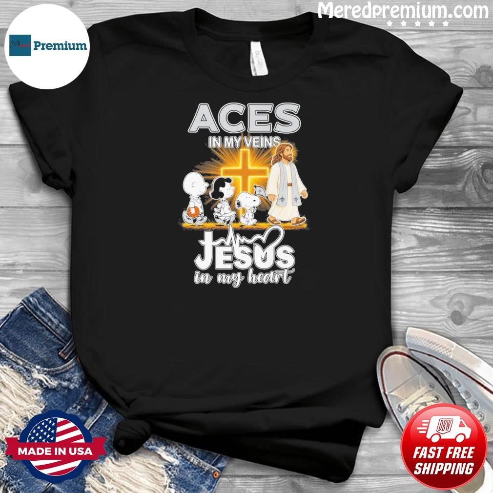 The Peanuts X Las Vegas Aces In My Veins Jesus In My Heart Shirt