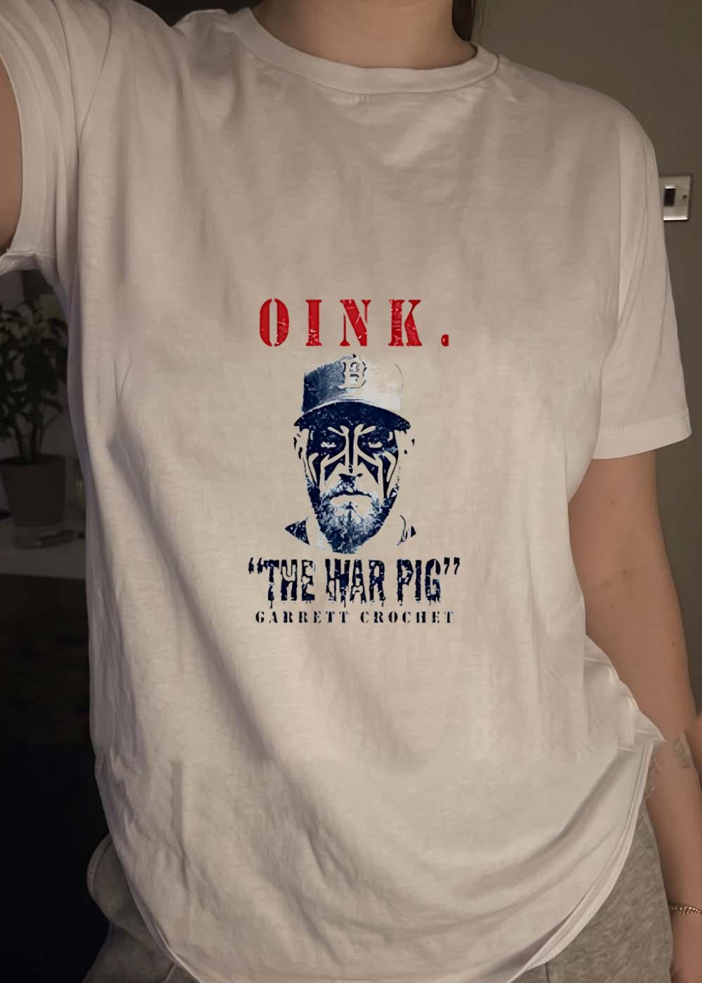 The War Pig Garret Crochet Oink Baseball T-Shirt