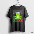 Top Frog Hat Santa Ugly Christmas Black T Shirt Sweater